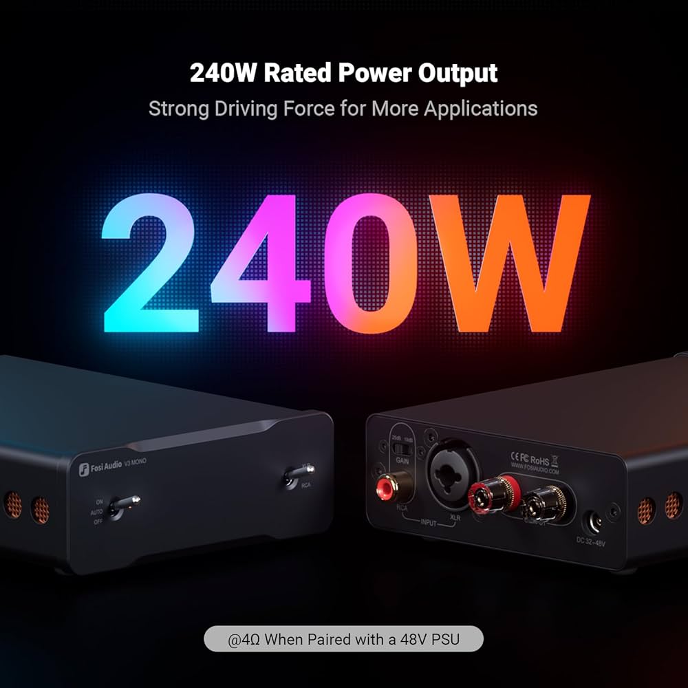 Fosi Audio Amplificador V3 Mono Dois Receptores : Amazon.com